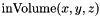 $ \mathrm{inVolume}(x, y, z)$